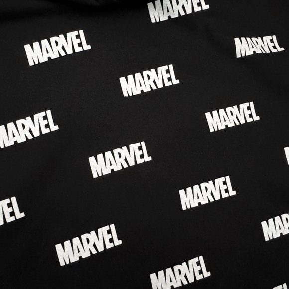 MARVEL Comics Logo All Over Print T-Shirt Size L Black Limited Edition Japan Y2k - Picture 6 of 11